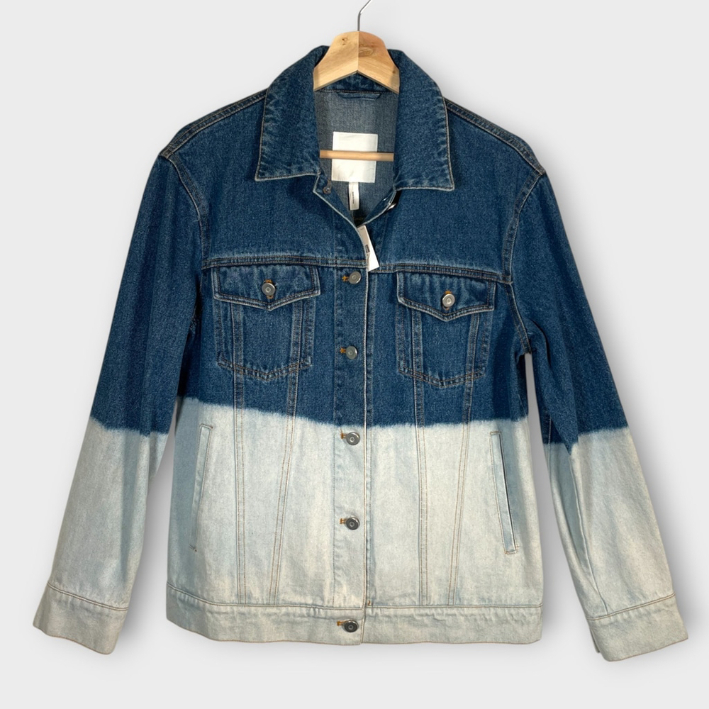 Avec Les Filles Denim Trucker Jacket SMALL Dip-Dyed Grunge Y2K City Urban NEW